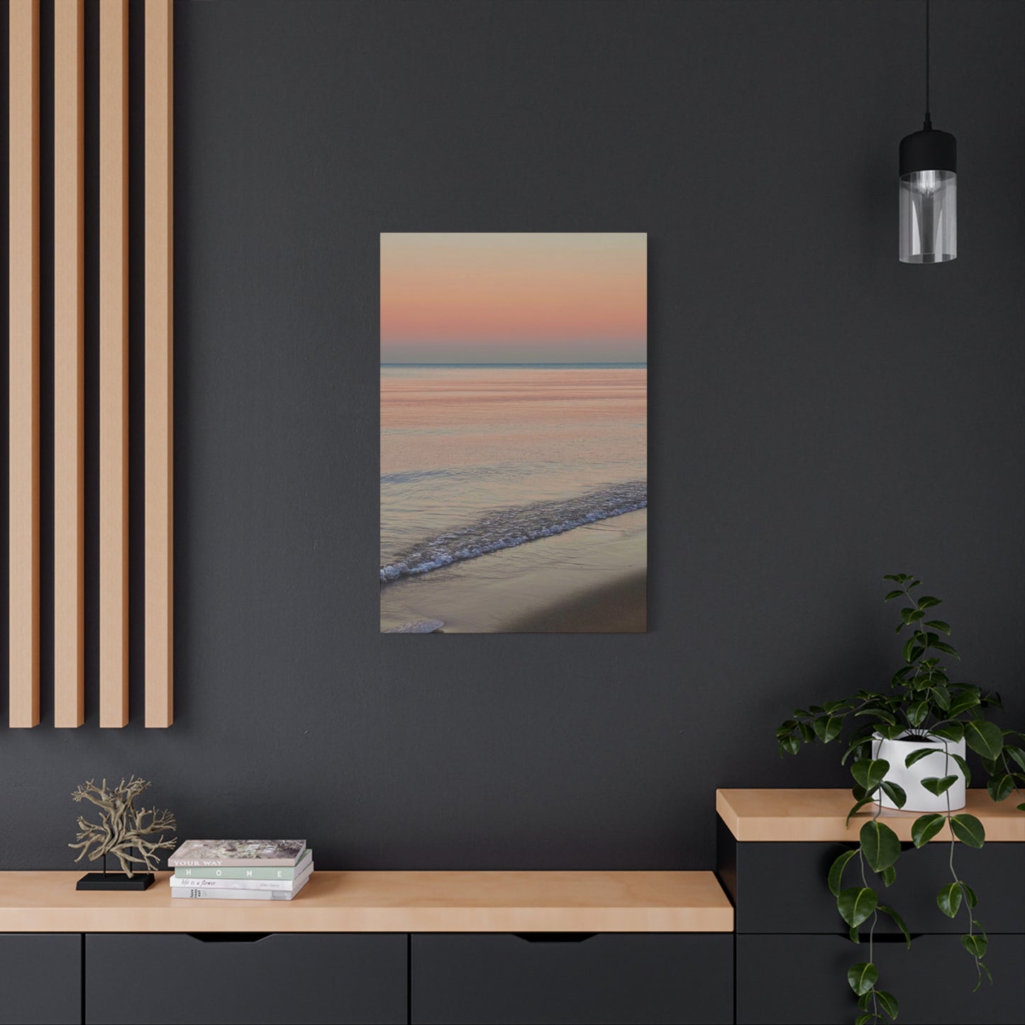 Sunset Beach Matte Canvas Print — Tranquil Seascape Wall Art (1.25" Stretched)