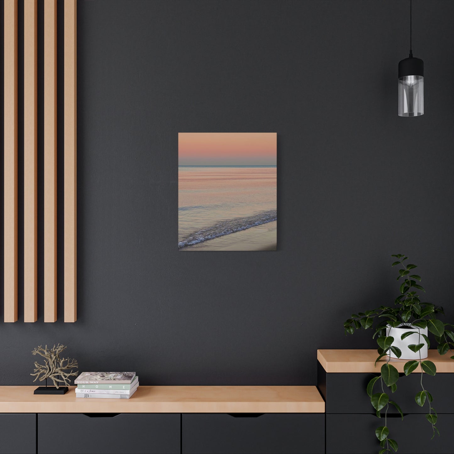 Sunset Beach Matte Canvas Print — Tranquil Seascape Wall Art (1.25" Stretched)