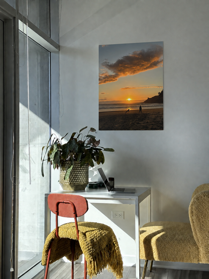 Beach at Sunset artwork mockup in a sunlit room